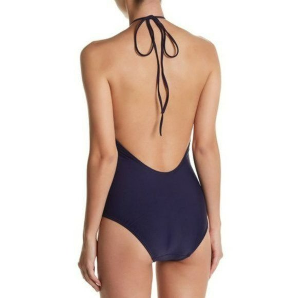 TED BAKER Pikaa Plunging Halter Swimsuit Navy Blue NEW w/Tags Size 6 - Picture 4 of 7
